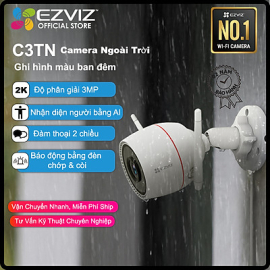 Camera IP Wifi EZVIZ CS-C3TN OutPro 3MP Chính hãng (Thân Ngoài trời, 2304x1296, H.265, F2.0, 2.8mm, DWDR, Có màu 24/24, Đàm thoại 2 chiều, Kèm nguồn 12V, Có LAN)