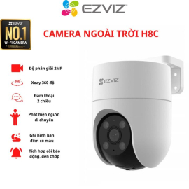 Camera IP Wifi EZVIZ H8C 2MP Xoay Ngoài trời Chính hãng (350°-80°, 1920x1080, F2.0, 4mm, H.265, Có màu ban đêm, Đàm thoại 2 chiều, Đèn còi báo động, DWDR, có LAN, Kèm nguồn 12V)