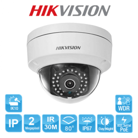 Camera IP HIK DS-2 CD1123G0E-I (Dome, 2MP-1080p, F2.0, 2.8mm, Vỏ sắt, H.265+, Hồng ngoại 30m, PoE)