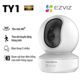 Camera IP Wifi EZVIZ CS-TY1 2MP Chính hãng (340°-55°, 1920x1080, F2.4, 4mm, H.265, Đàm thoại 2 chiều, Có LAN, Kèm nguồn 5V)