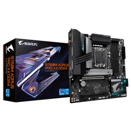 Mainboard SK 1700 GIGABYTE B760M AORUS PRO AX DDR4 Chính hãng (HDMI, DP, 2xM.2 PCIe/NVMe, LAN 2500Mbps, 4 khe RAM DDR4, Wifi6 3 băng tần, Bluetooth v5.3, mATX)
