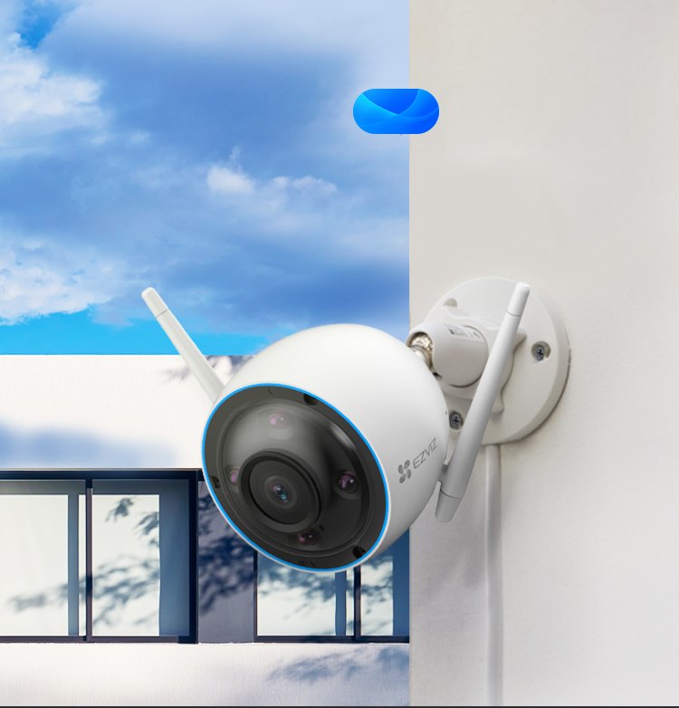 Camera IP Wifi EZVIZ H3 3K CS-H3-R100-1J5WKFL 5MP Chính hãng (Thân Ngoài trời, 2880×1620, H.265, F2.0, 2.8mm, DWDR, Có màu 24/24, Đàm thoại 2 chiều, Kèm nguồn 12V, Có LAN)
