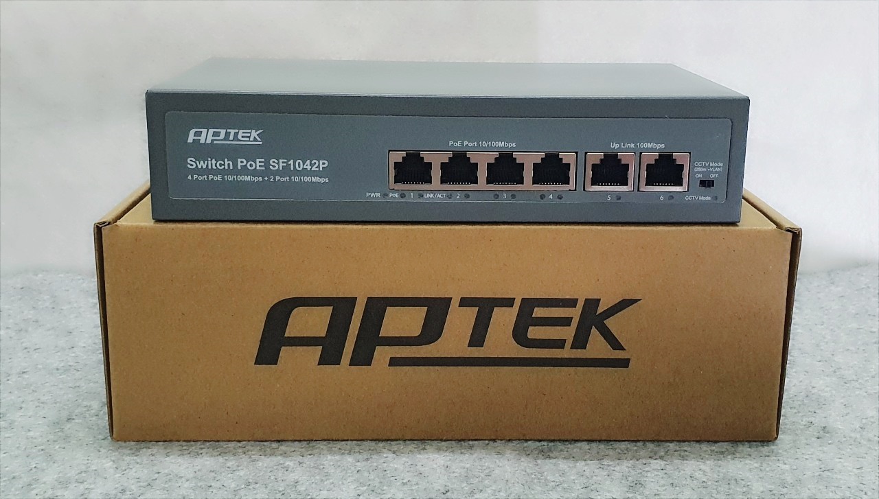 Switch PoE 4 port APTEK SG1041P 1Gbps Chính hãng (2 port Uplink)