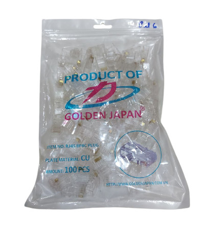 Đầu mạng RJ45 GOLDEN JAPAN CAT6 (100c/túi) - LOGO