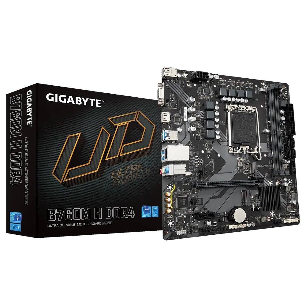 Mainboard SK 1700 GIGABYTE B760M DS3H AX DDR4 Chính hãng (HDMI, 2xDP, 2xM.2 PCIe/NVMe, LAN 2500Mbps, 4 khe RAM DDR4, Wifi6 3 băng tần, Bluetooth v5.3, mATX)