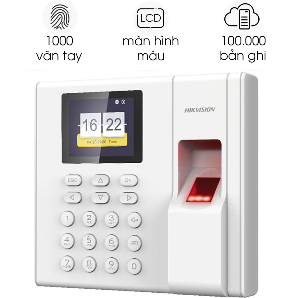 Máy Chấm Công Vân Tay Màn Hình LCD 2.4 inch Hikvision DS-K1A8503F