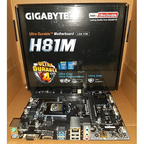 Mainboard SK 1150 GIGABYTE H81M-DS2 Chính hãng (VGA, COM, LPT, LAN 1000Mbps, 2 khe RAM DDR3, mATX)